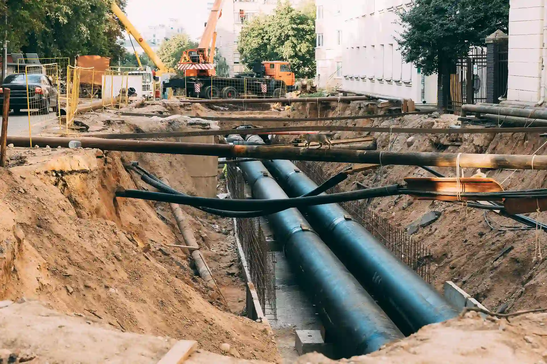 Bareng Batho civil works team installing industrial sewer and plumbing lines